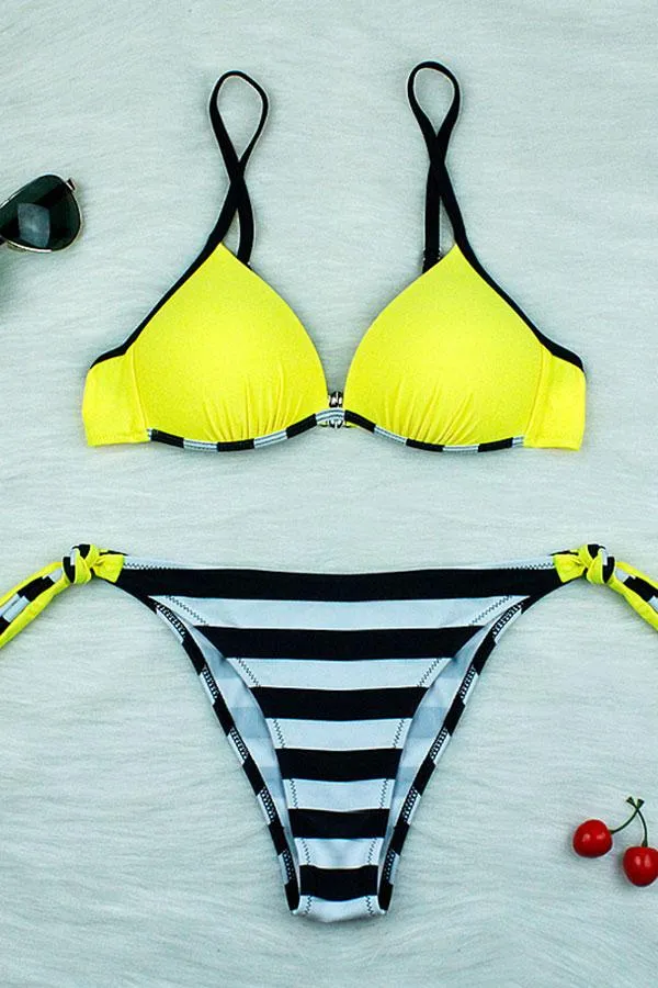 Striped Modern Lace-Up Bikini
