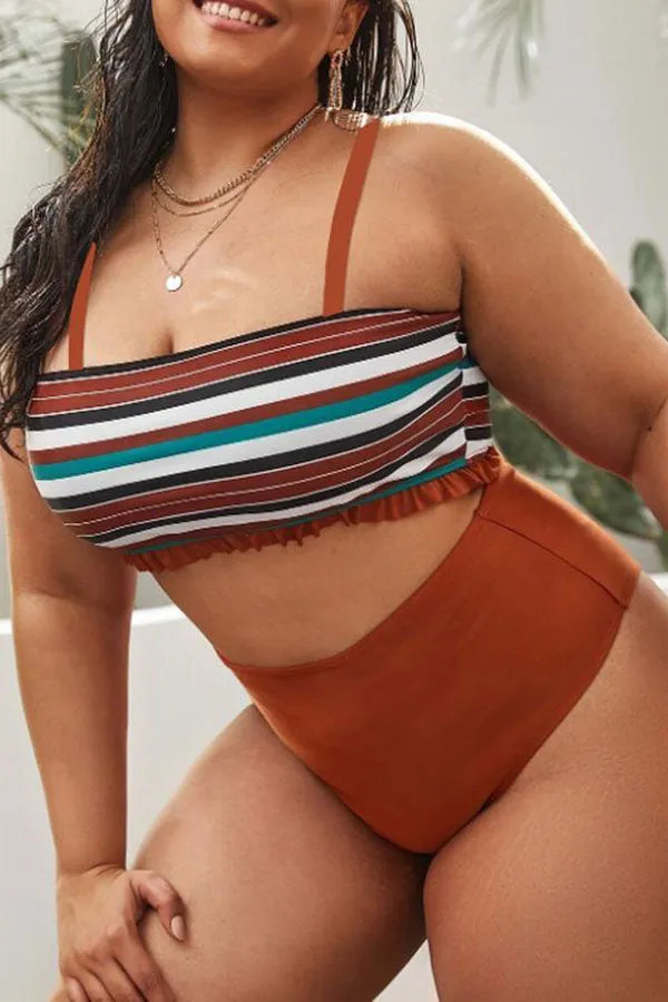 Striped Pretty High Waisted Bikini