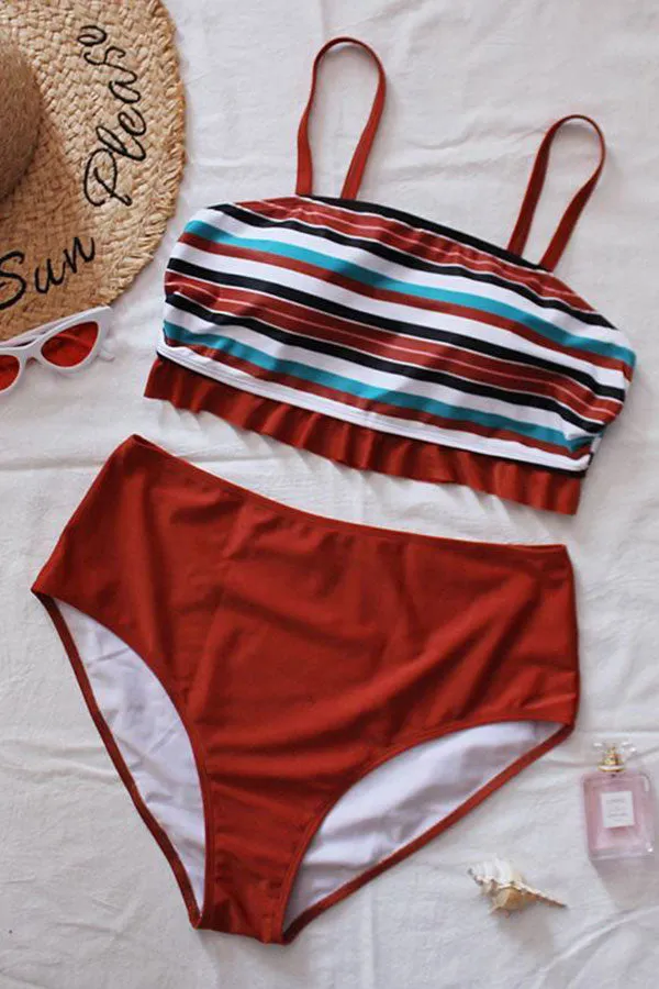 Striped Pretty High Waisted Bikini