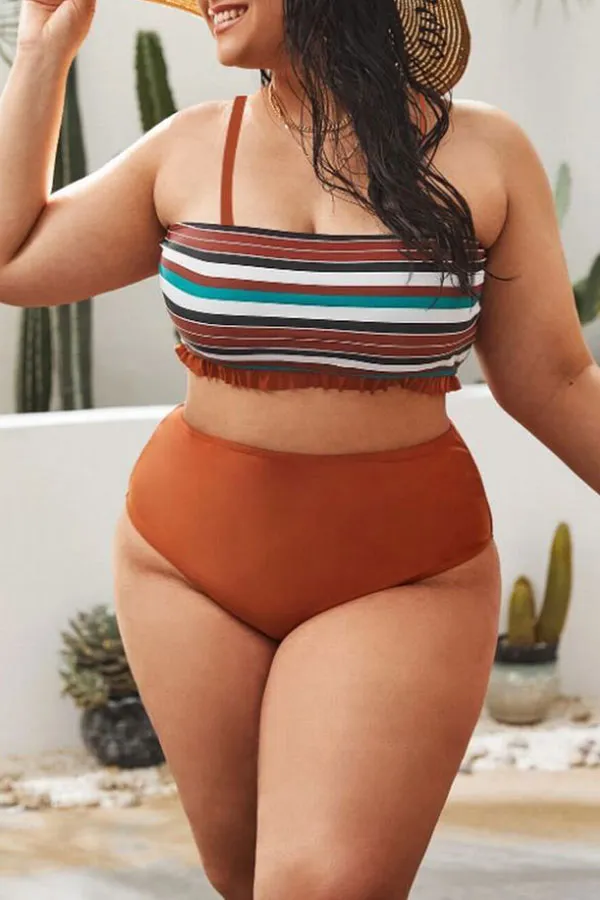 Striped Pretty High Waisted Bikini