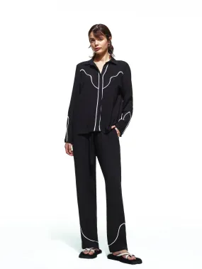 Texas Black Long Pajama Set