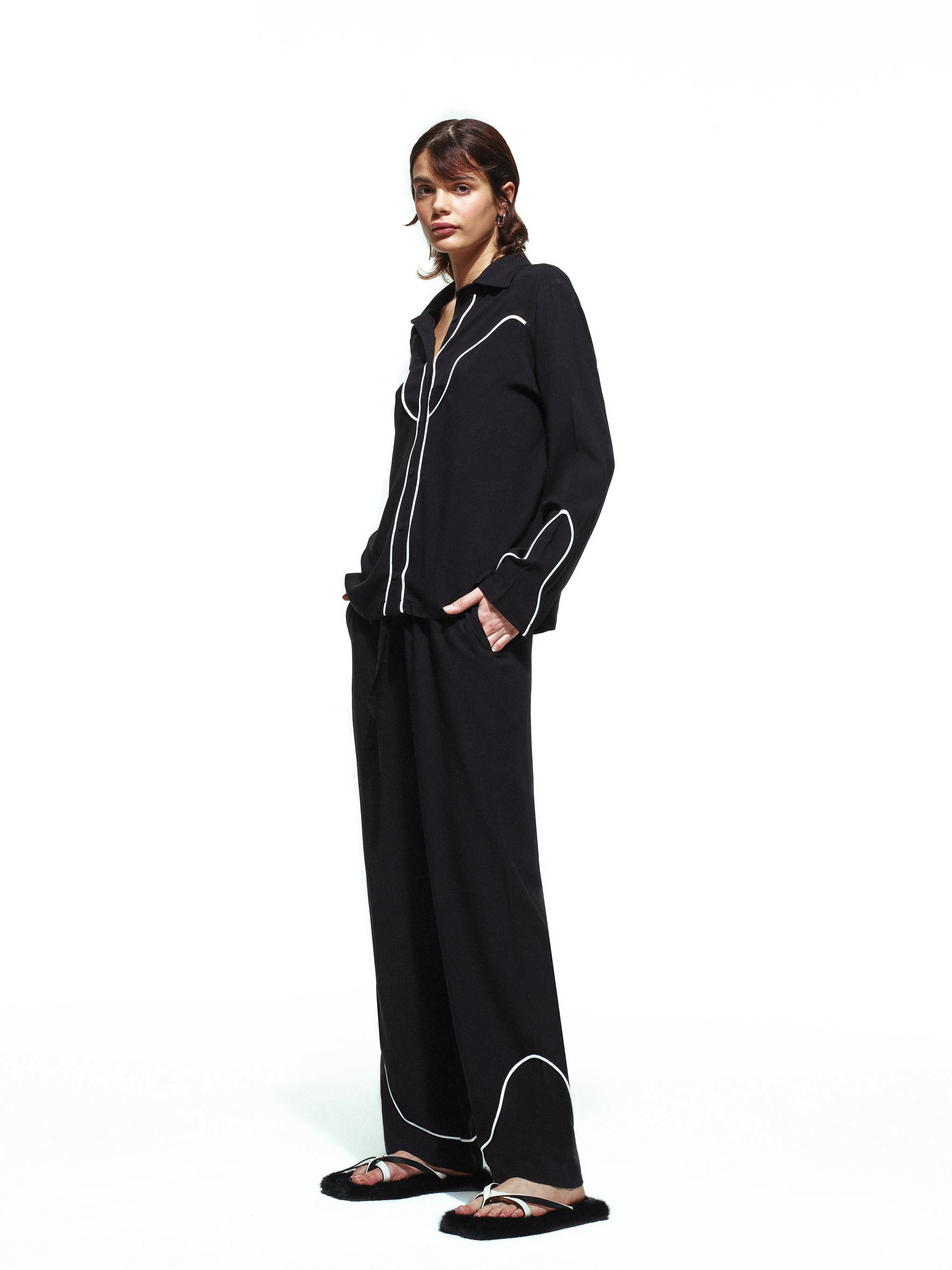 Texas Black Long Pajama Set