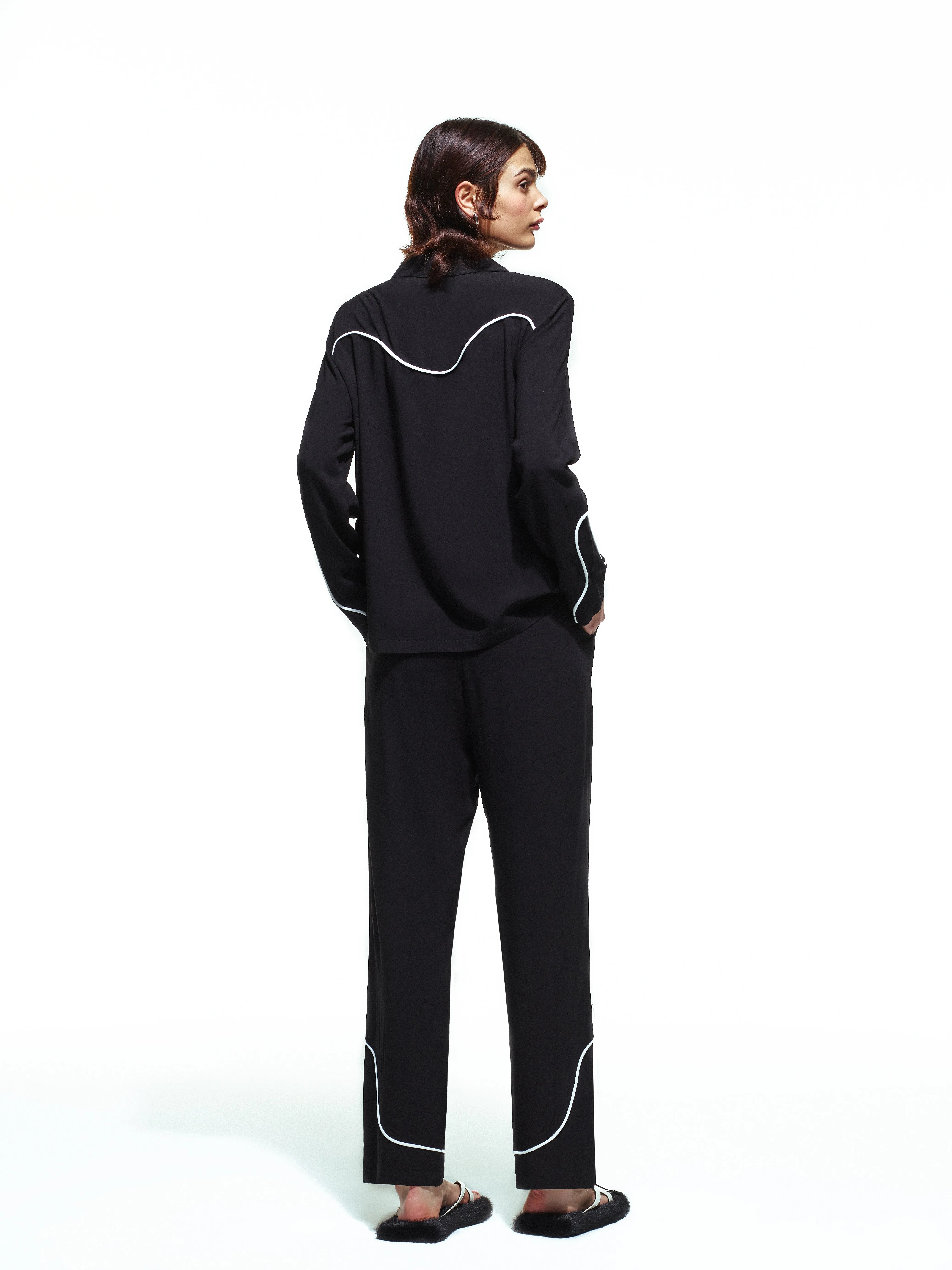 Texas Black Long Pajama Set