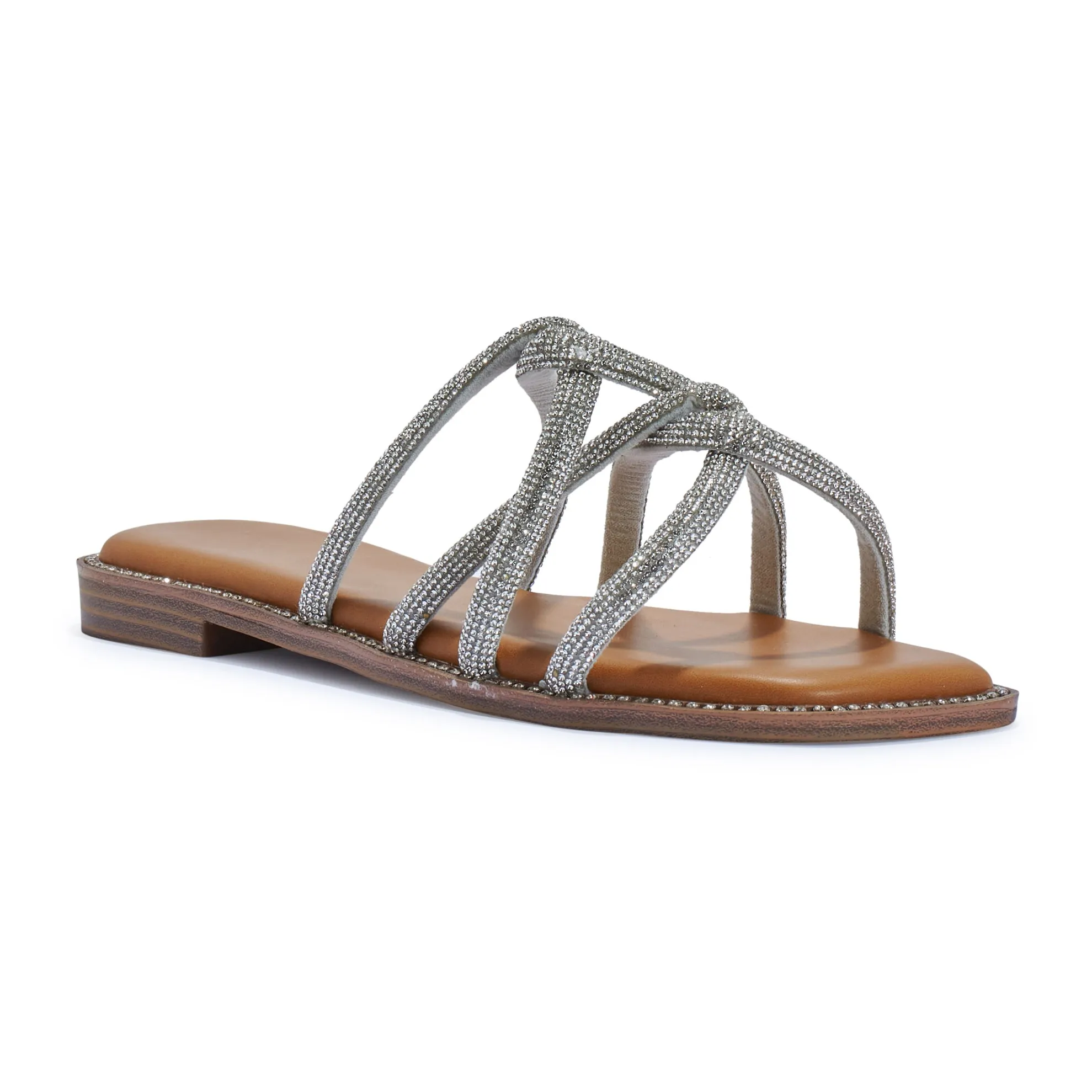 THANDI SILVER EMBELLISHED SLIDERS