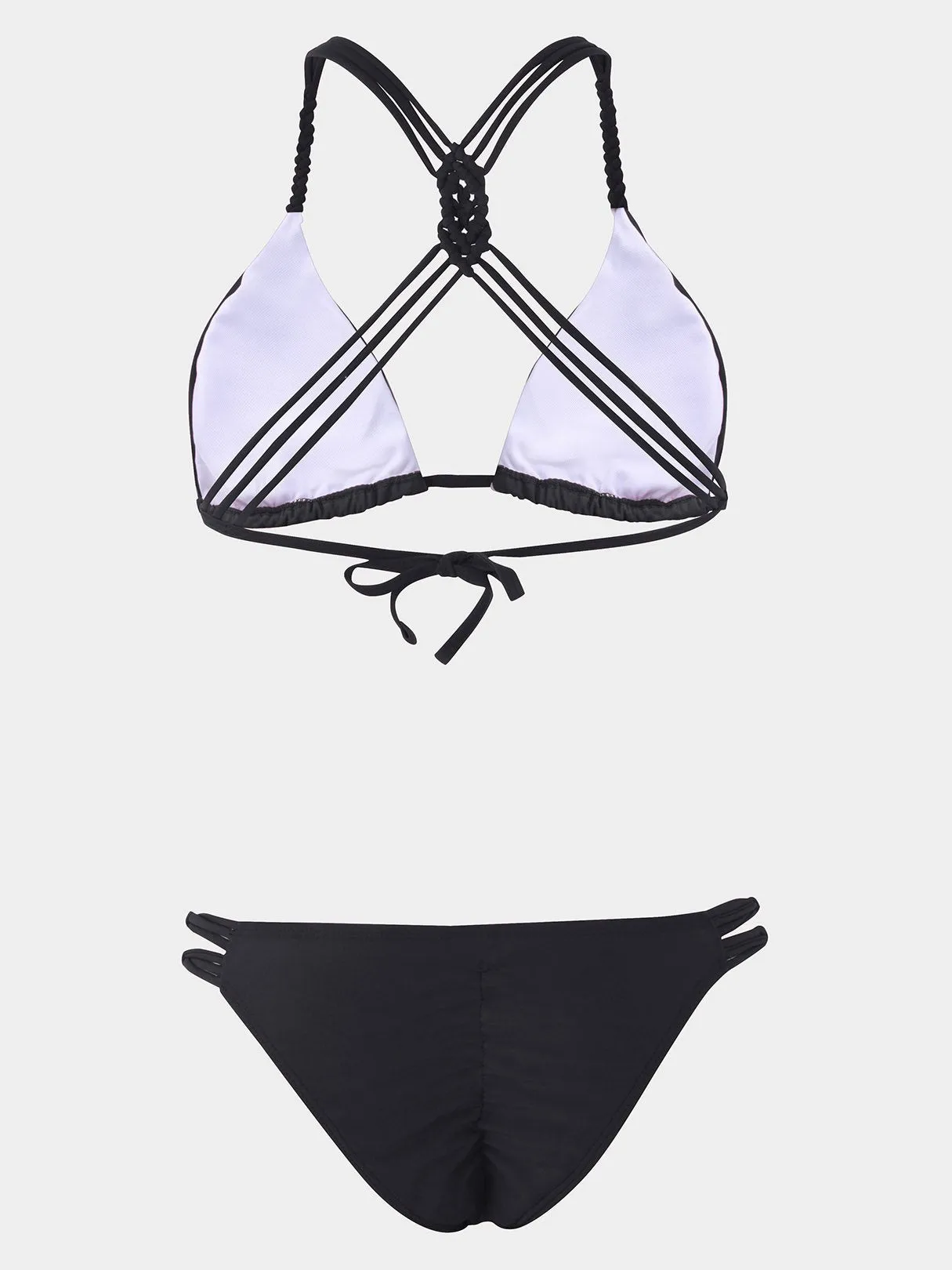Wholesale Black Sleeveless Lace-Up Low-waisted Bikinis