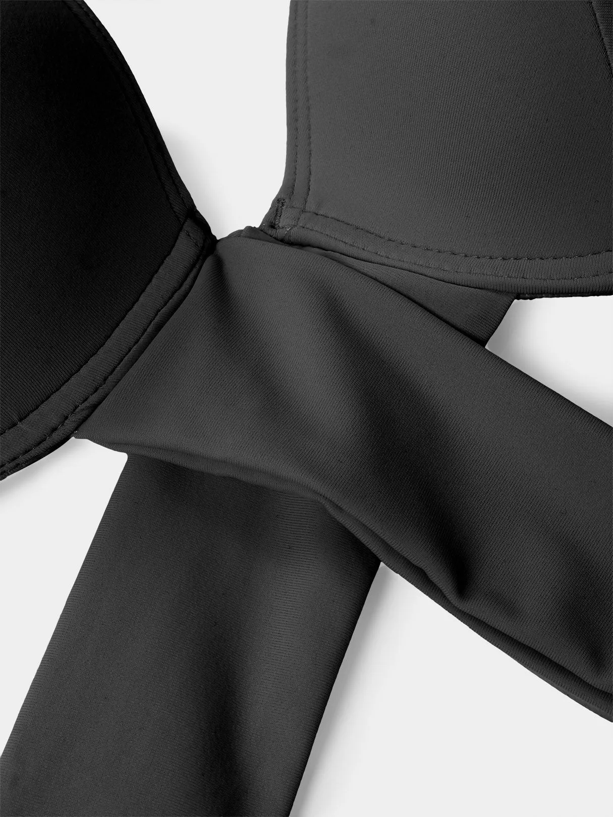 Wholesale Black V-Neck Sleeveless Crossed Front Lace-Up Tie-Up Bodycon Two Piece Bikinis