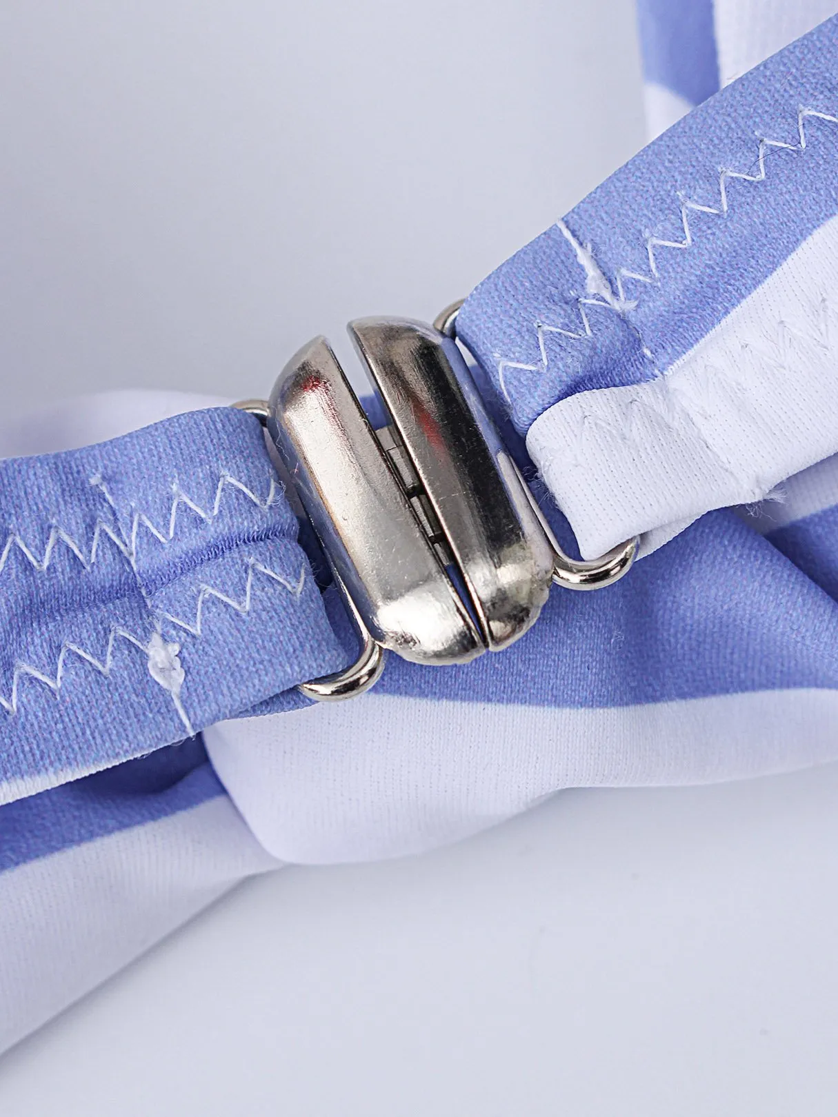 Wholesale Blue Sleeveless Stripe Spaghetti Strap Self-Tie Two Piece Bikinis