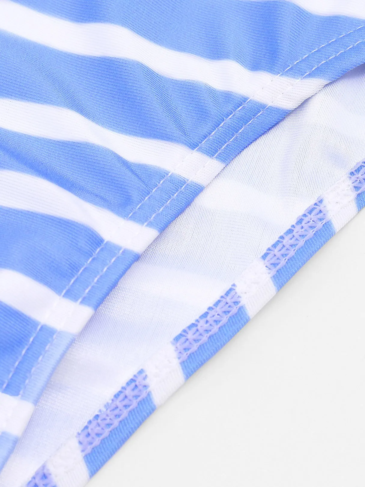 Wholesale Blue V-Neck Sleeveless Stripe Two Piece Bikinis