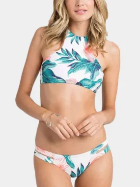 Wholesale Halter Floral Print Lace-Up Sleeveless 2 Piece Bikini
