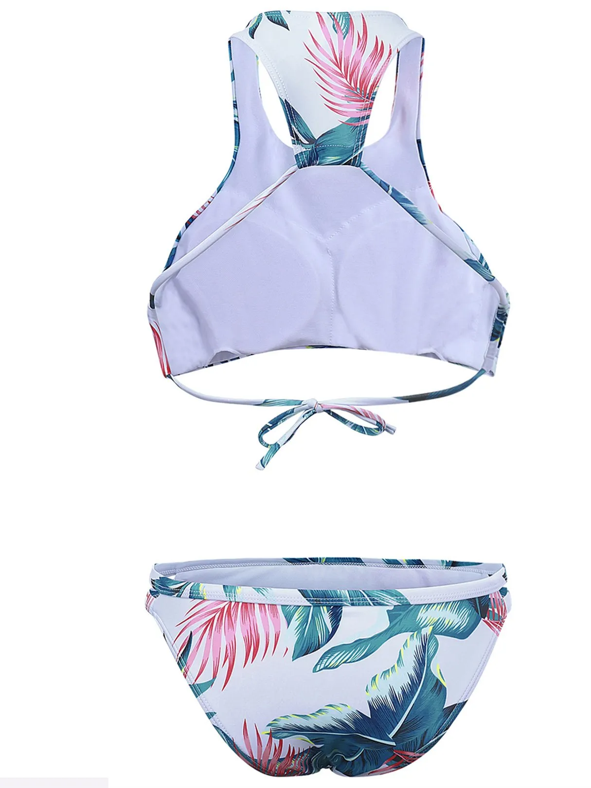 Wholesale Halter Floral Print Lace-Up Sleeveless 2 Piece Bikini