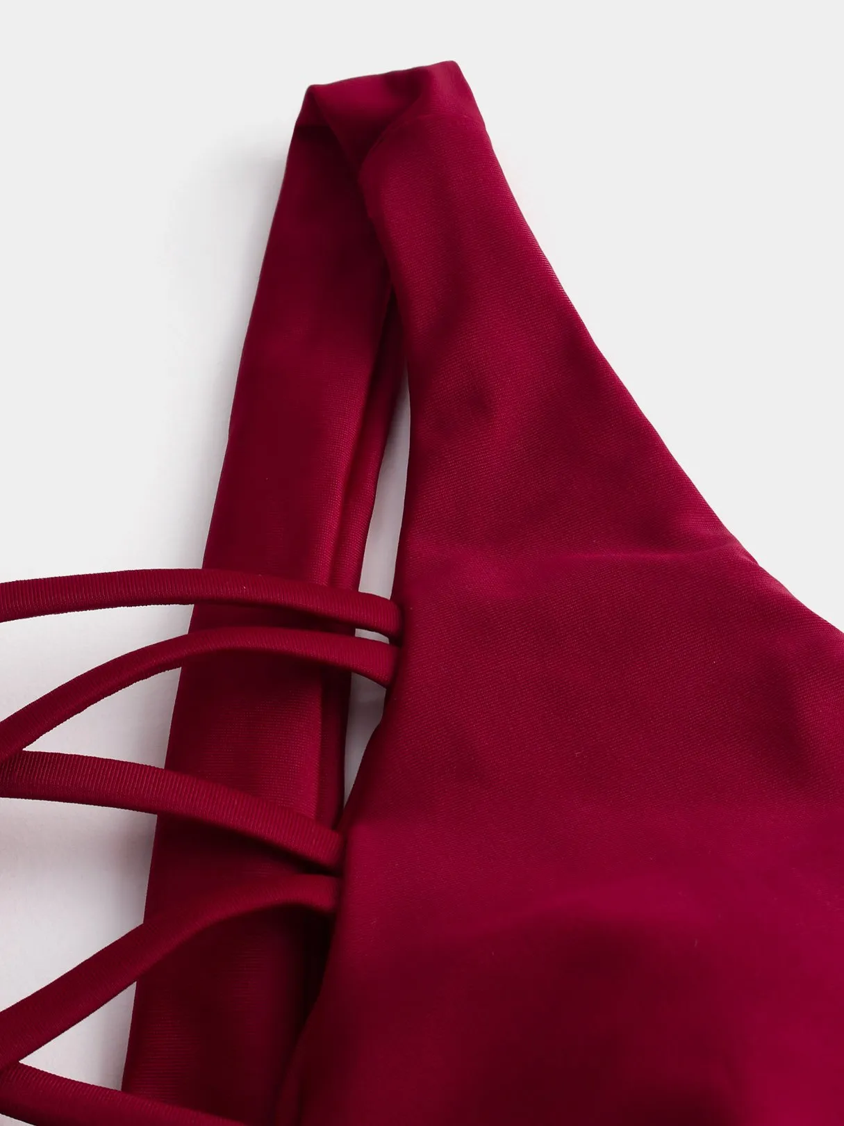 Wholesale Red V-Neck Sleeveless Backless Criss-Cross Bikinis