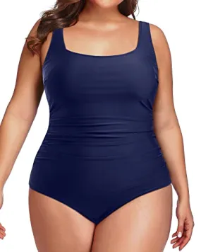 Women's Plus Size One Piece Swimsuit Backless Tummy Contro Bathing Suit