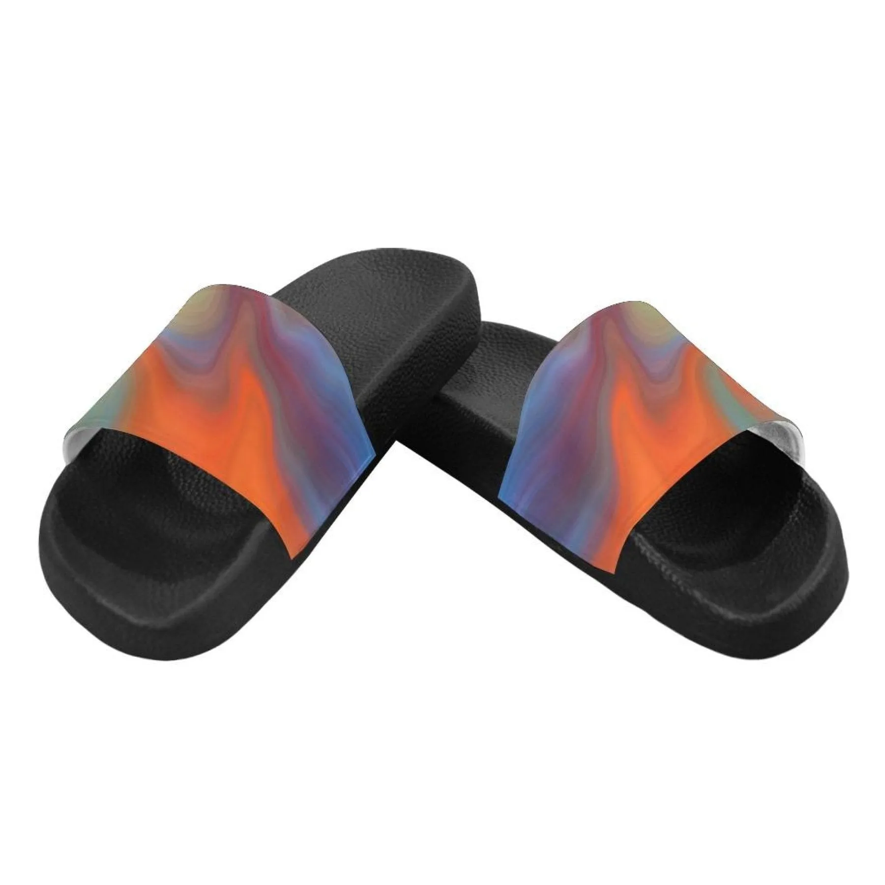 Womens Slides, Flip Flop Sandals, Hazy Orange Print by inQue.Style