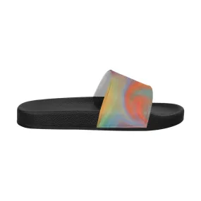 Womens Slides, Flip Flop Sandals, Hazy Orange Print by inQue.Style