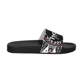 Womens Slides, Flip Flop Sandals, Hello Peace Bohemian Print by inQue.Style