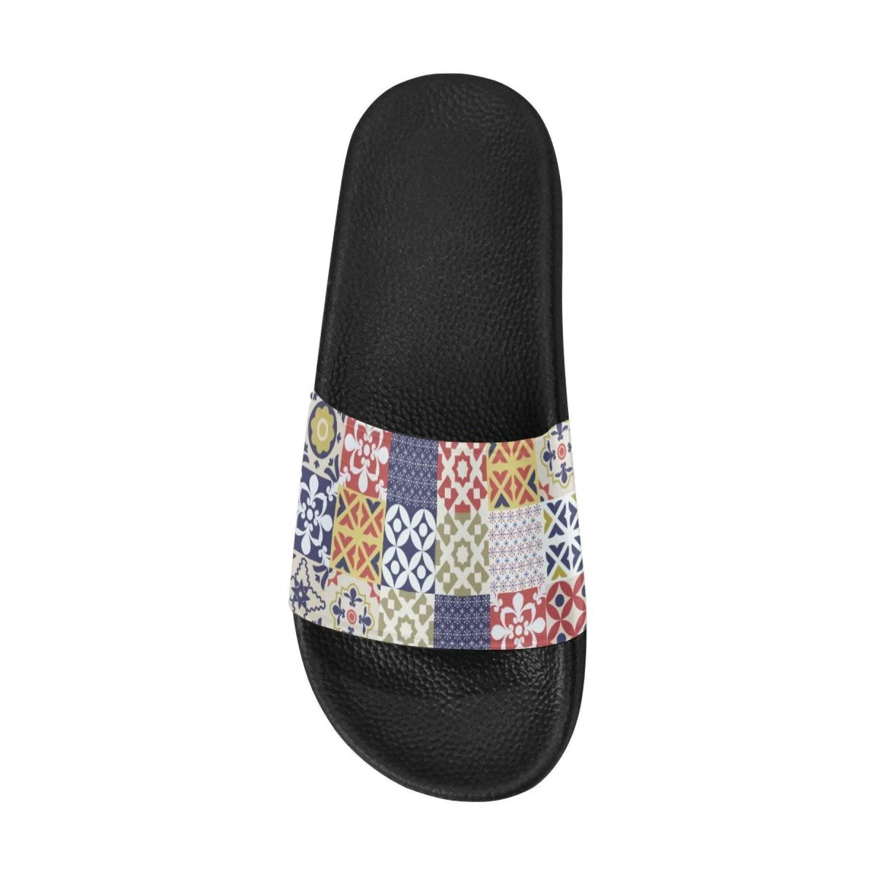Womens Slides, Flip Flop Sandals, Patchwork Print by inQue.Style