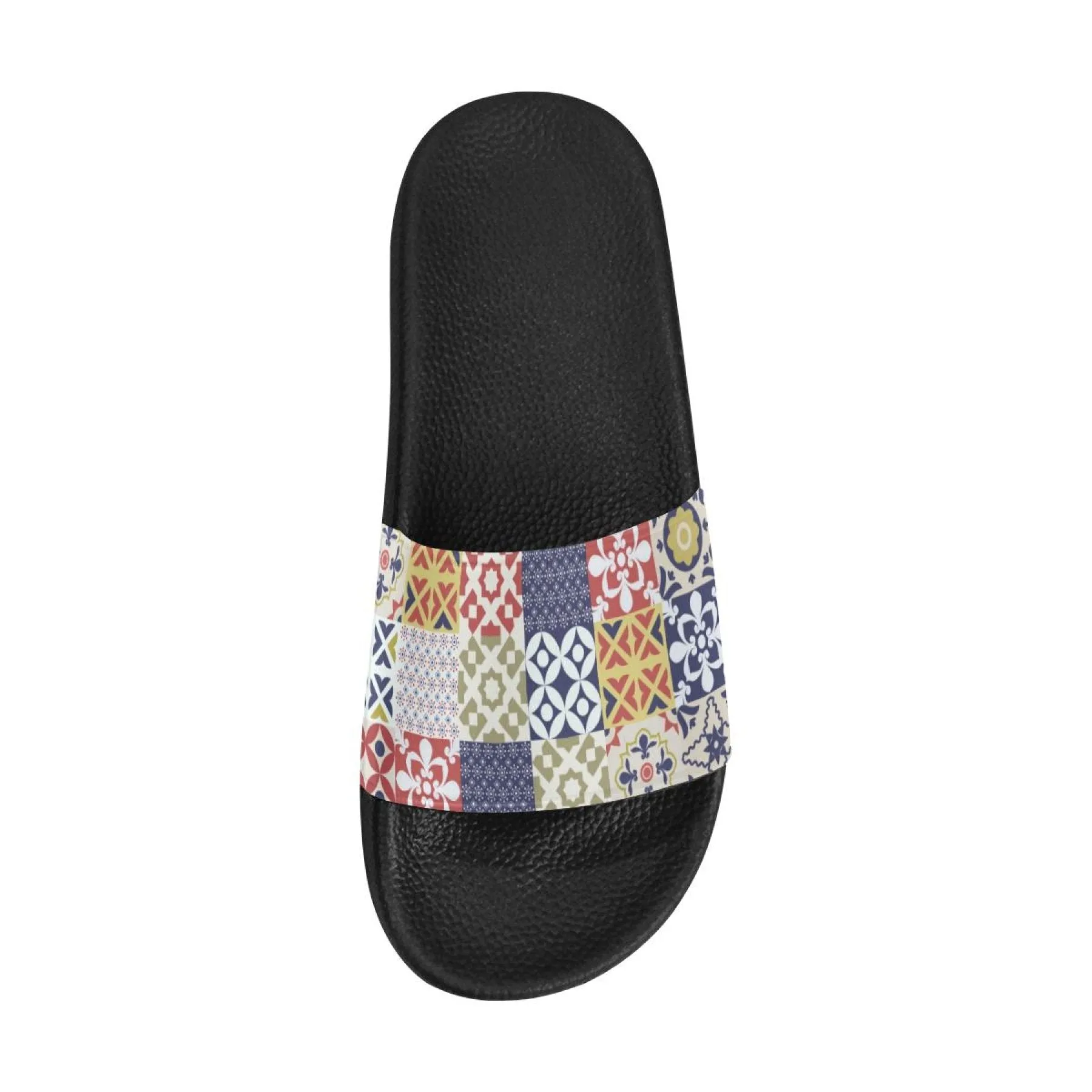 Womens Slides, Flip Flop Sandals, Patchwork Print by inQue.Style