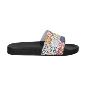 Womens Slides, Flip Flop Sandals, Patchwork Print by inQue.Style